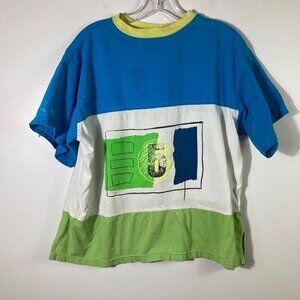 Womens Vintage‎ Pinky Colorblock Sequin Playwear Tee Shirt L Cotton